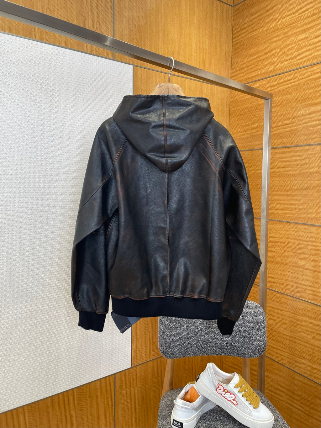 Prada Kapşonlu Deri Ceket