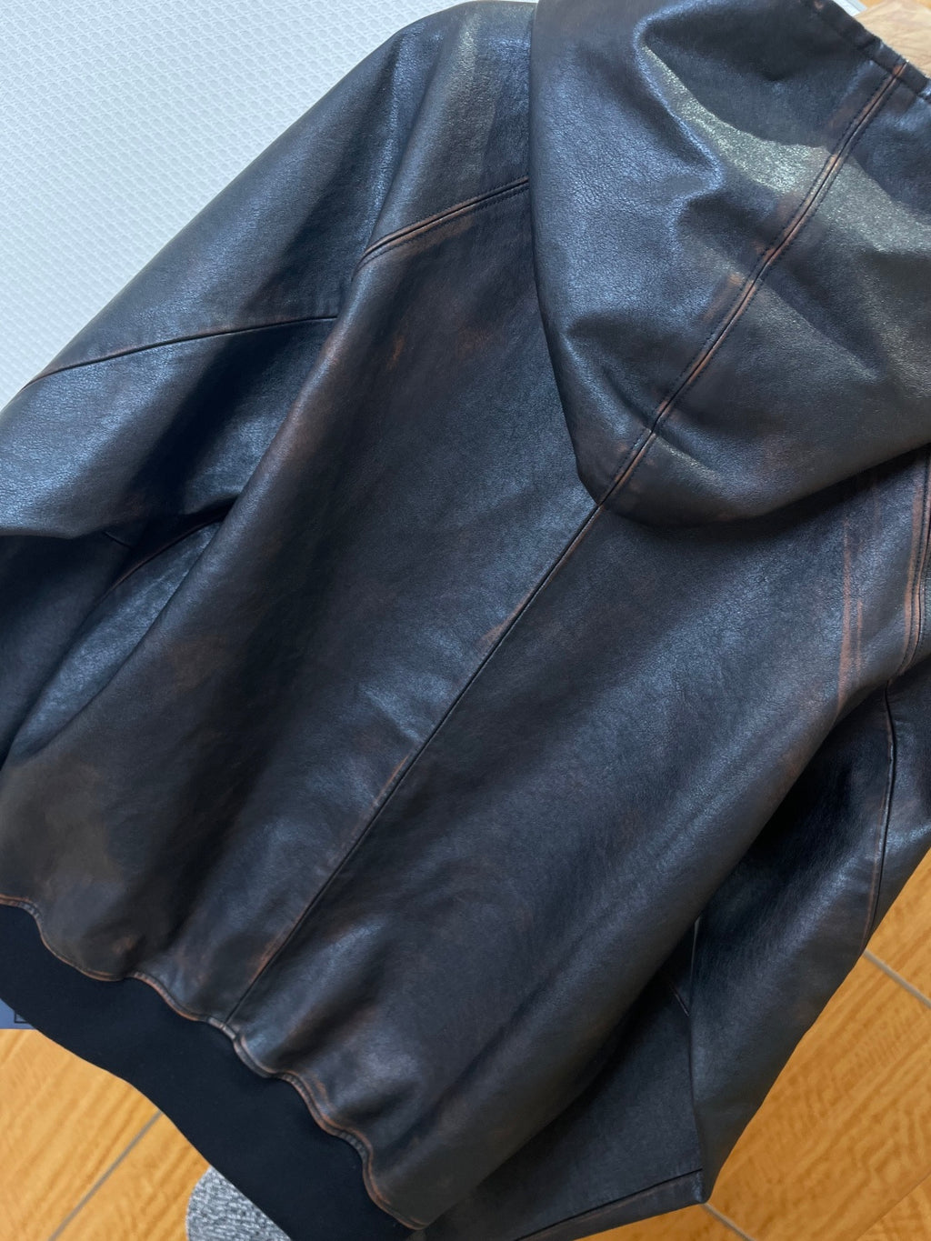 Prada Kapşonlu Deri Ceket